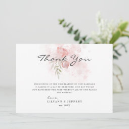 Romantic Rose Greenery Floral Photo Thank You Card | Zazzle