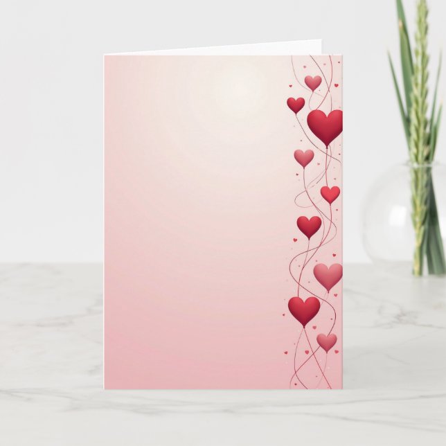 Romantic Rose Heart Balloons Card (Front)