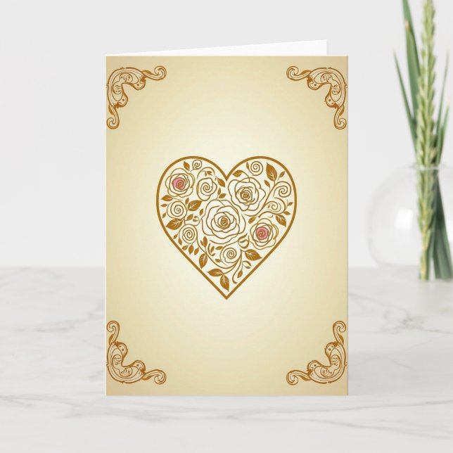 Romantic Rose Heart Card (Front)