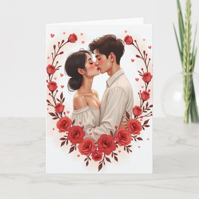 Romantic Rose Kiss Card (Front)