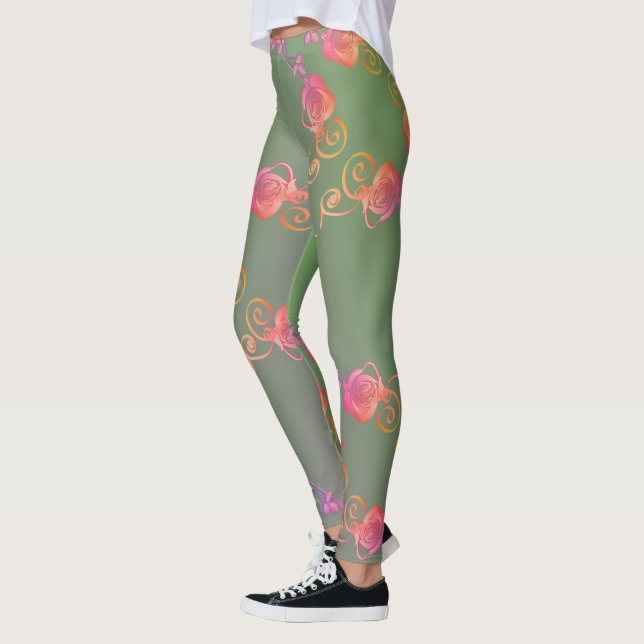 Romantic Rose & Moss Leggings (Left)