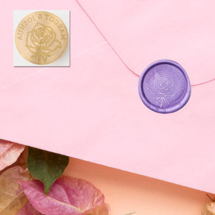 Romantic Rose Names Curved Text Wedding Wax Seal Stamp