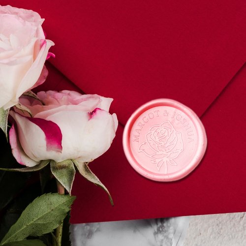 Romantic Rose Names Curved Text Wedding Wax Seal Sticker