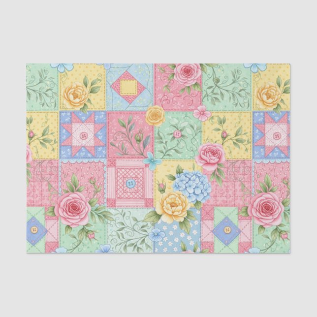 Romantic Rose Patchwork Pattern Tissue Paper (Front)