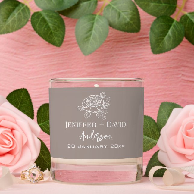 Romantic Rose Personalized Wedding/ Bridal Shower  Scented Candle (Wedding)