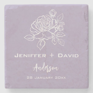 Romantic Rose Personalized Wedding/ Bridal Shower  Stone Coaster