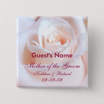 Romantic Rose Personalized Wedding Button by SquirrelHugger at Zazzle