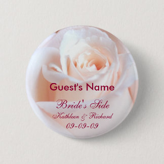 Romantic Rose Personalized Wedding Guest Button