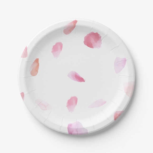 Romantic Rose Petals Paper Plates (Front)
