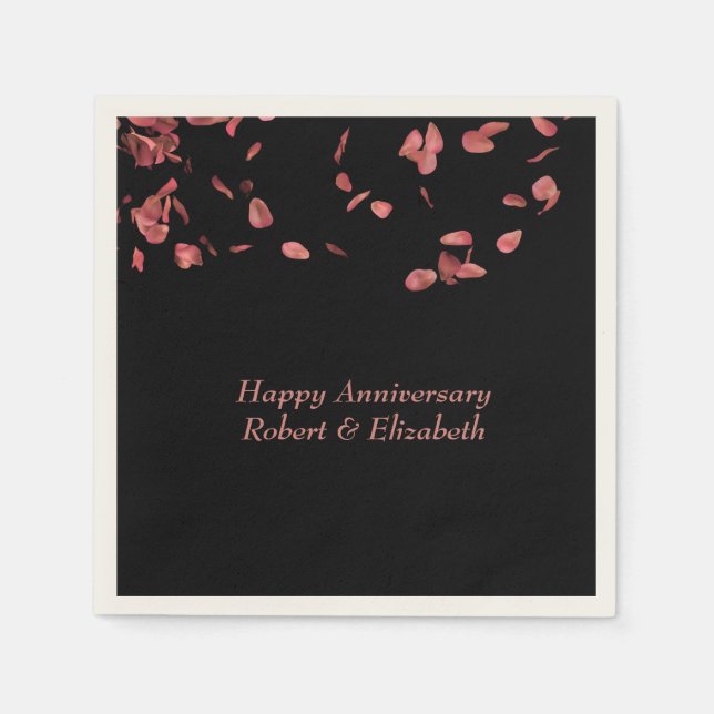 Romantic Rose Petals Party Personalize Napkins (Front)