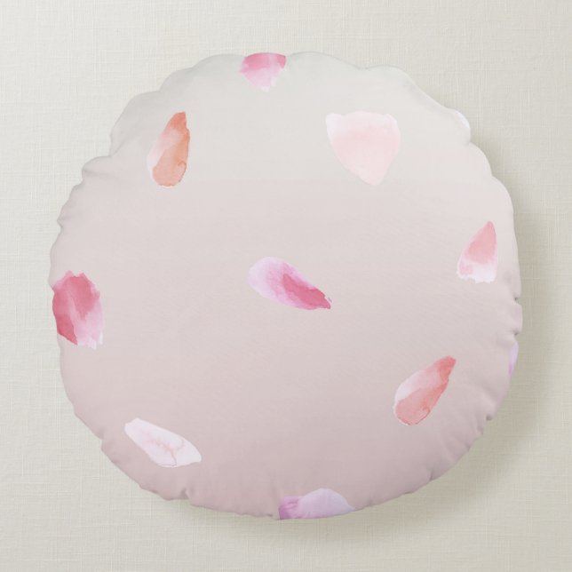 Romantic Rose Petals Round Pillow (Front)