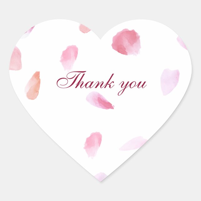 Romantic Rose Petals thank you Heart Sticker (Front)