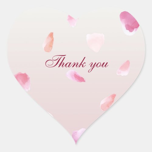 Romantic Rose Petals thank you Heart Sticker