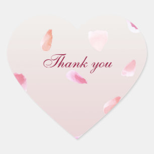 Romantic Rose Petals thank you Heart Sticker