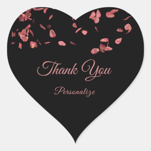 Romantic Rose Petals Thank You Personalize Heart Sticker