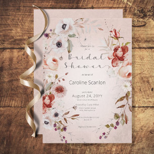 Romantic Rose Pink Floral Bridal Shower Invitation