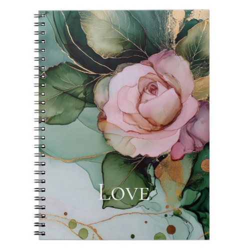Romantic Rose Pink Gold Floral Love  Notebook