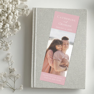Romantic Rose Pink Wedding Photo Personalized Bookmarks