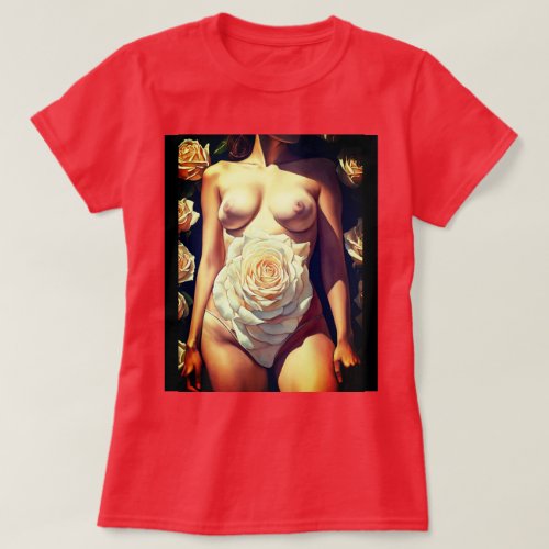 Romantic Rose Silhouette T_Shirt Artistic Feminin T_Shirt