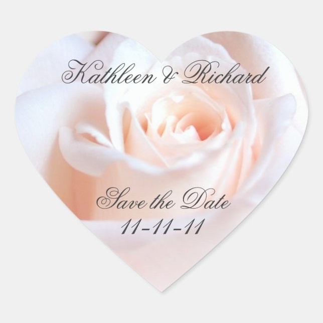 Romantic Rose Wedding Heart-shaped Labels (Front)