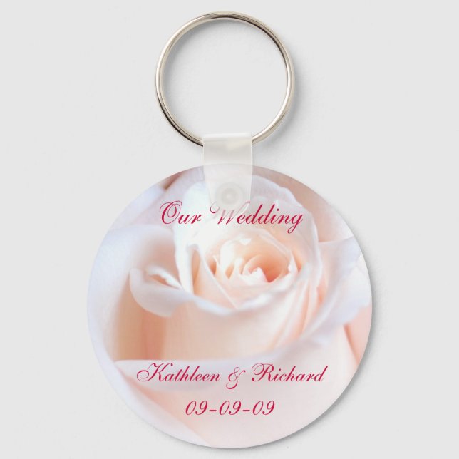 Romantic Rose Wedding Key Ring (Front)