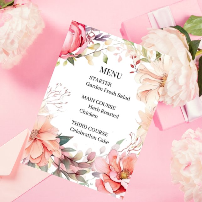 Romantic Rose Wedding Menu Card (Creator Uploaded)
