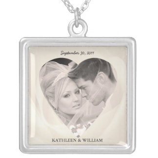Romantic Rose Wedding Photo Pendant Necklace