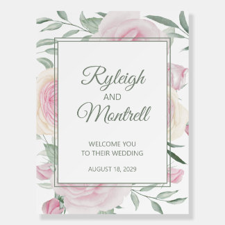 Romantic Rose Welcome Sign Wedding Decor