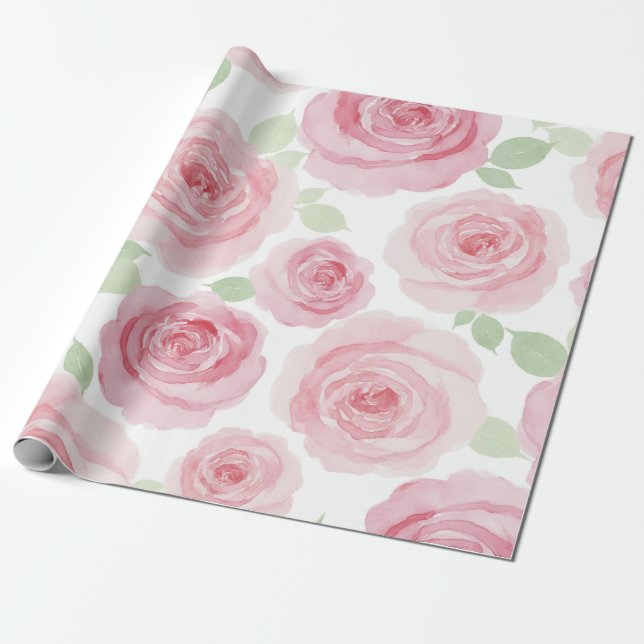 Romantic Rose Wrapping Paper (Unrolled)