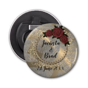 Romantic Rose Wreath Feather Wedding    Bottle Opener
