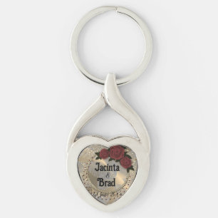 Romantic Rose Wreath Feather Wedding    Keychain