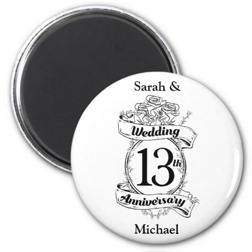 Romantic Roses 13TH thirteenth wedding anniversary Magnet