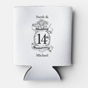 Romantic Roses 14TH fourteenth wedding anniversary Can Cooler