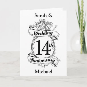 Romantic Roses 14TH fourteenth wedding anniversary Card