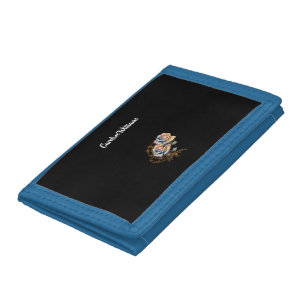 Romantic roses and swirls with editable name trifold wallet