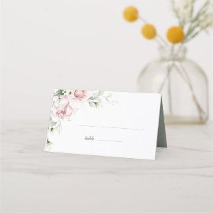 Romantic Roses Blush Pink Wedding Place Card