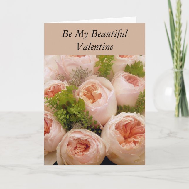 Romantic Roses Bouquet Valentine Card (Front)