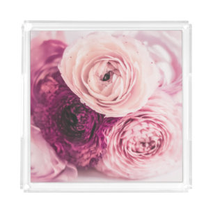 Romantic roses bouquet: vintage branding. acrylic tray