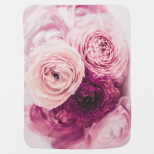 Romantic roses bouquet: vintage branding. baby blanket