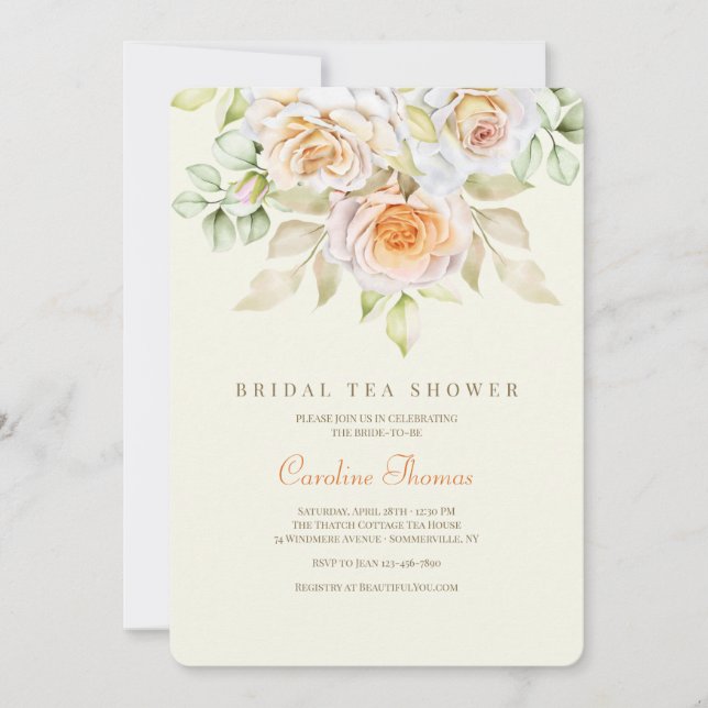 Romantic Roses Bridal Shower Invitation (Front)