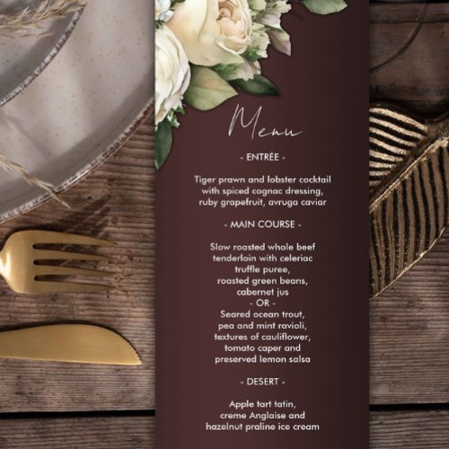 Romantic Roses Dark Burgundy Wedding  Menu