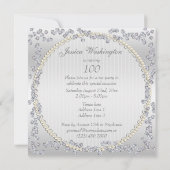 Romantic Roses & Diamonds 100th Birthday Party Invitation (Back)