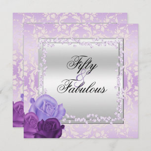 Romantic Roses, Diamonds & Damask Fabulous 50 Invitation
