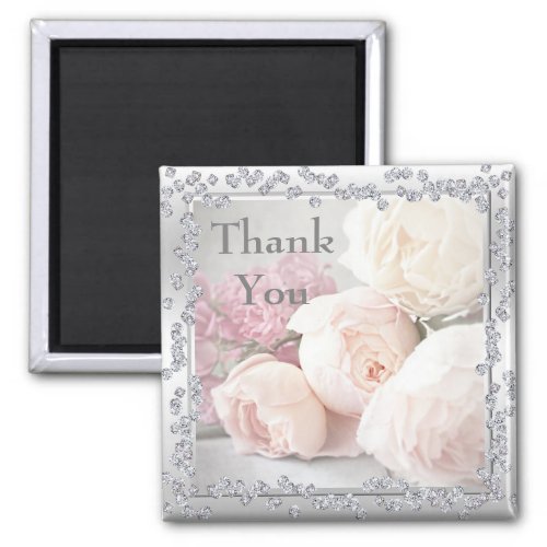 Romantic Roses  Diamonds Thank You Magnet