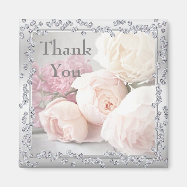 Romantic Roses & Diamonds Thank You Magnet (Front)