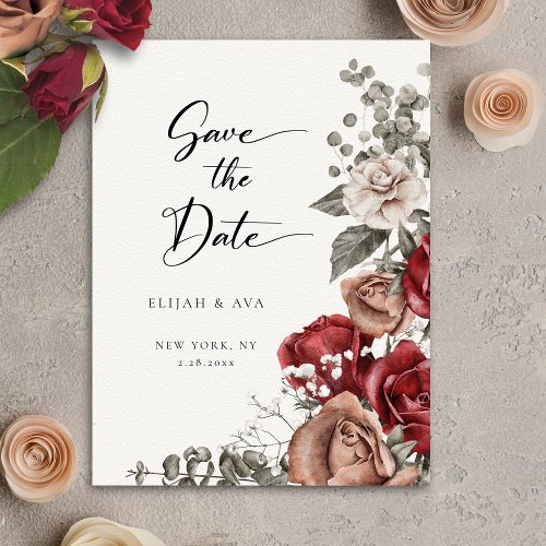 Romantic Roses  Eucalyptus Save the Date