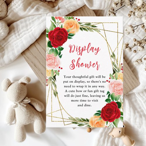 Romantic Roses Floral Baby Display Shower Enclosure Card