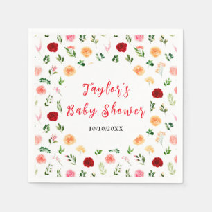 Romantic Roses Floral Baby Shower Napkins