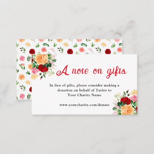 Romantic Roses Floral Birthday Note On Gifts Enclosure Card