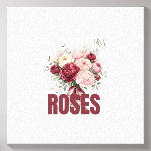 Romantic Roses Floral Bouquet Elegant Flower Desig Canvas Photo Tile